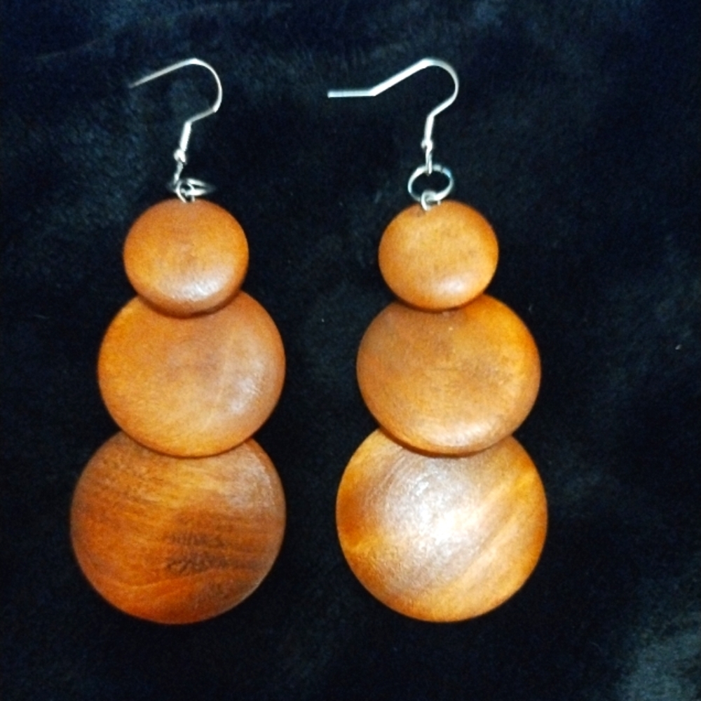 Brown wooden earrings